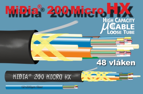 Optický kábel Loose Tube MiDia® 200 Micro HX s 48 vláknami