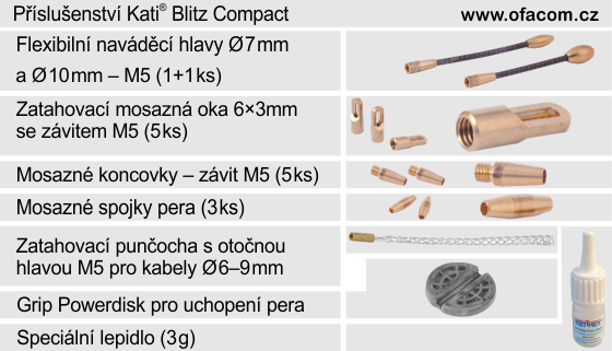 Příslušenství kompaktního laminátového zatahovacího pera Katimex Kati Blitz Compact 50m.