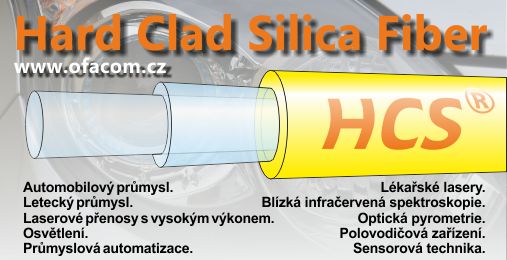 Optická vlákna Hard Clad Silica Fiber pro průmyslové aplikace.