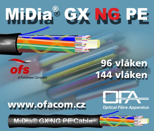 Nová verze optického mikrokabelu MiDia® GX NG PE s 96 a 144 optickými vlákny