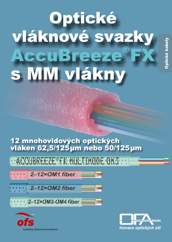 Optický vlaknový svazek OFS AccuBreeze 12 multimodových vláken.