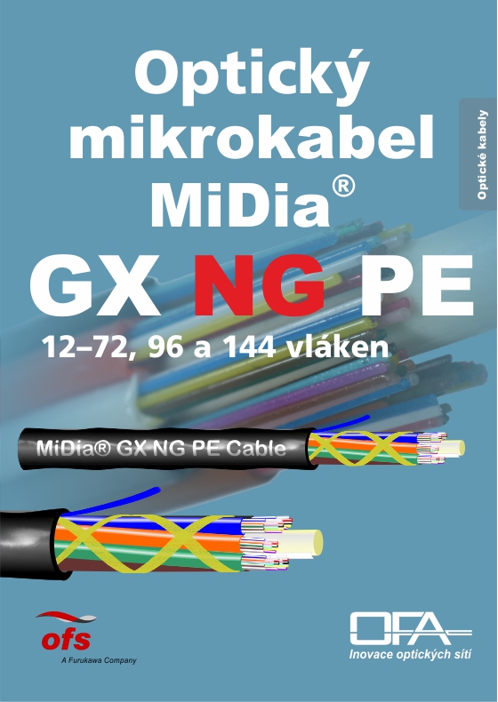 Oprický mikrokabel MiDia GX NG PE s 12 až 144 vlákny.